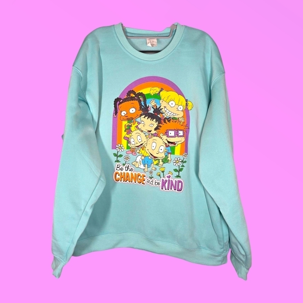 Streetwear Society Nickelodeon Rugrats Light Blue Graphic Sweatshirt Size XL